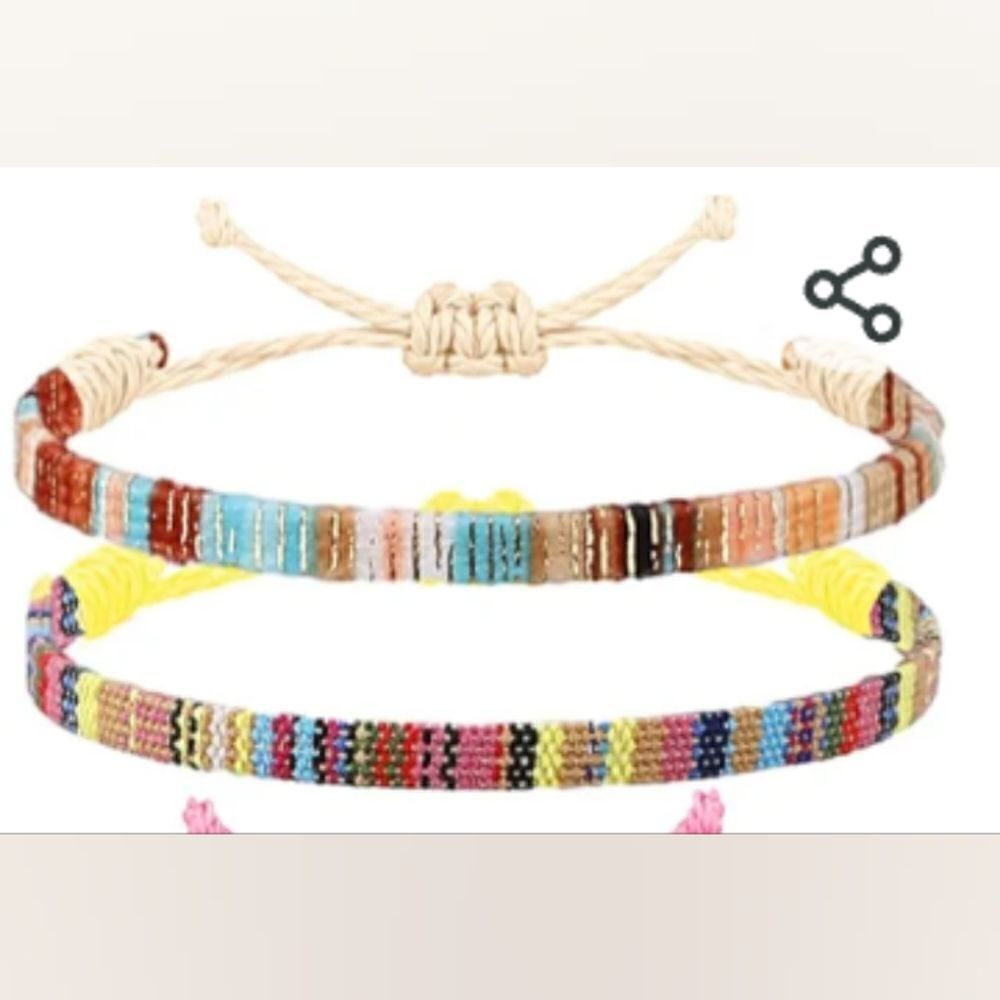 2pc men's bracelets surfer striped punk new e31